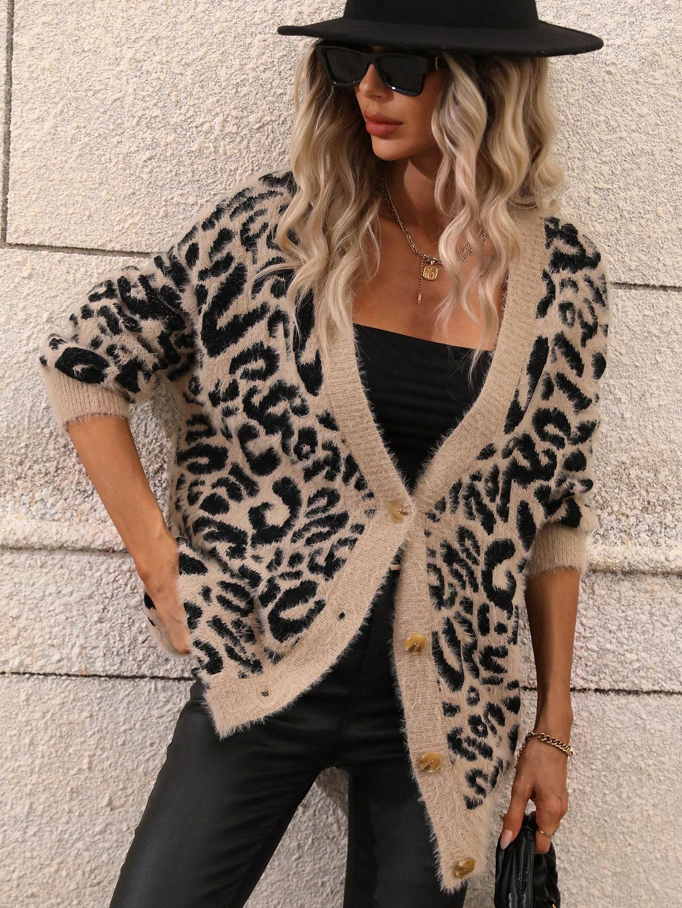 ROZPINANY SWETER KARDIGAN ANIMAL PRINT 