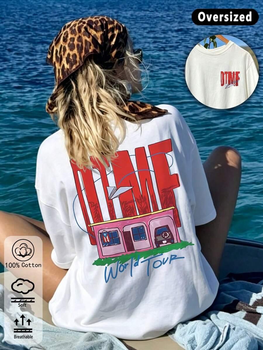 biały t-shirt z nadrukiem