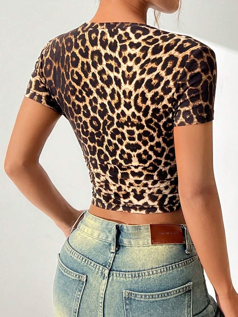 BRĄZOWY TOP ANIMAL PRINT