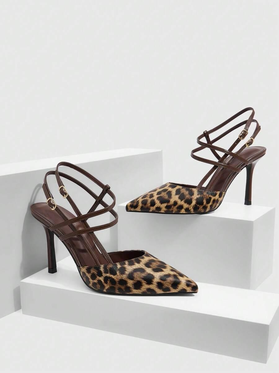 czółenka na szpilce animal print