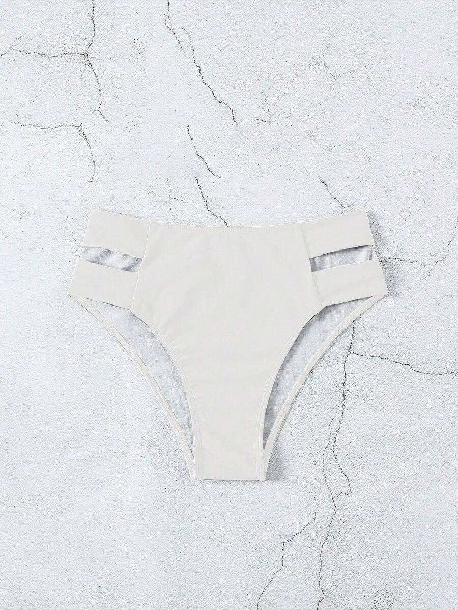 BIAŁY DÓŁ OD BIKINI WYCIĘCIE