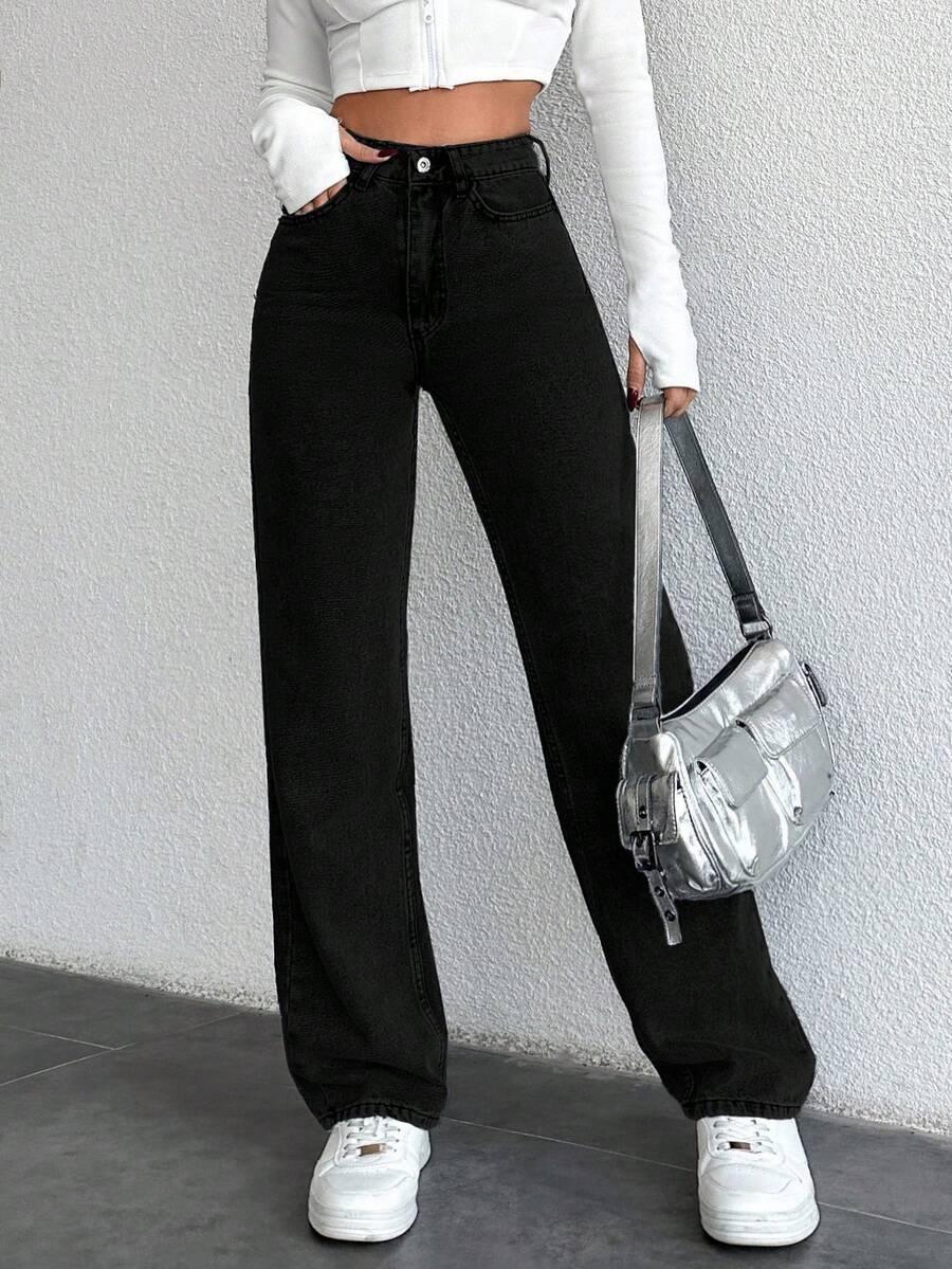 CZARNE SPODNIE JEANS