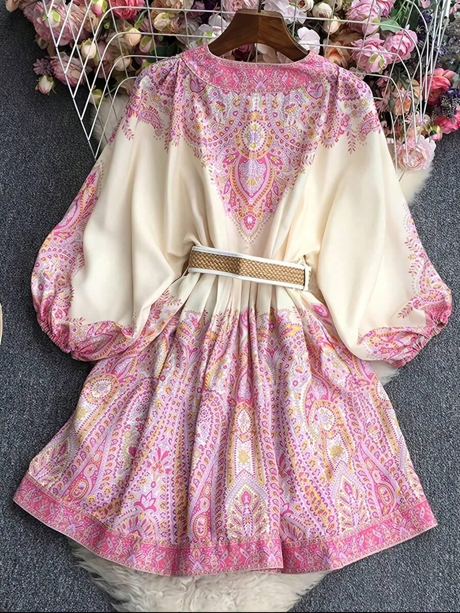 mini sukienka v neck wzór