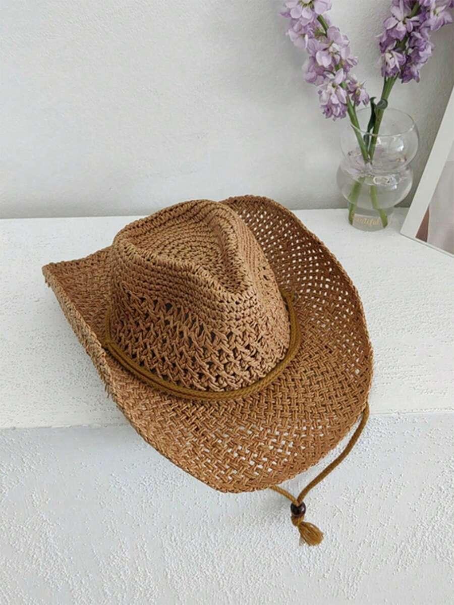 brązowy kapelusz casual