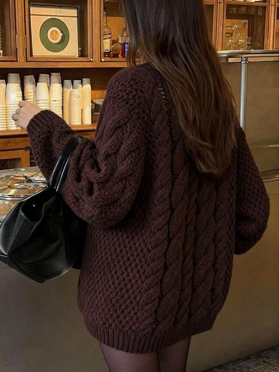 BRĄZOWY SWETER OVERSIZE