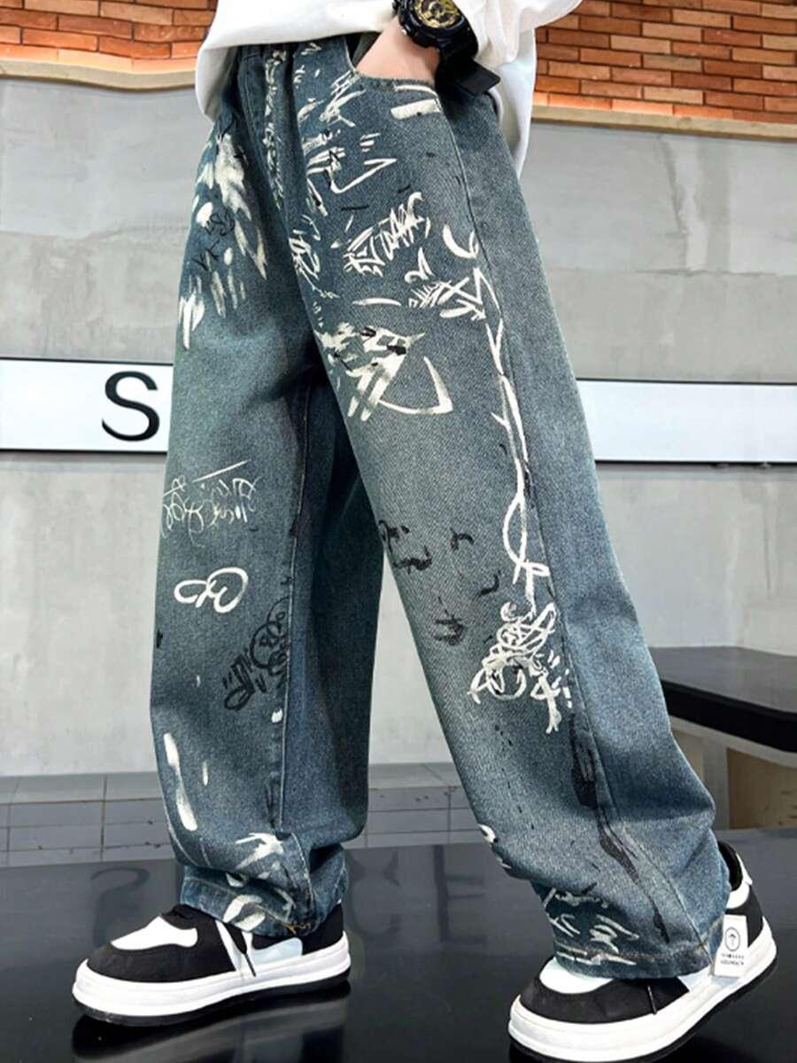 spodnie jeans graffiti