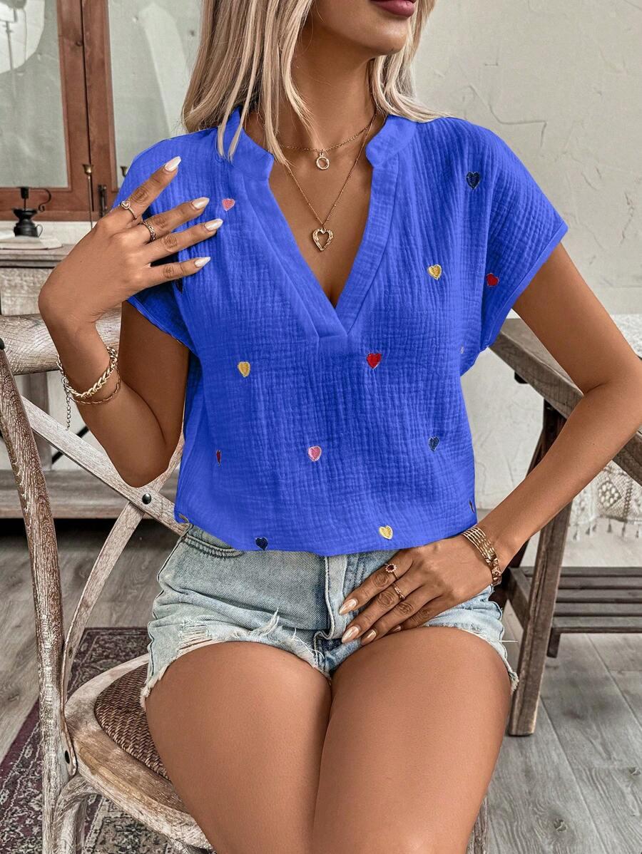 NIEBIESKA BLUZKA V-NECK