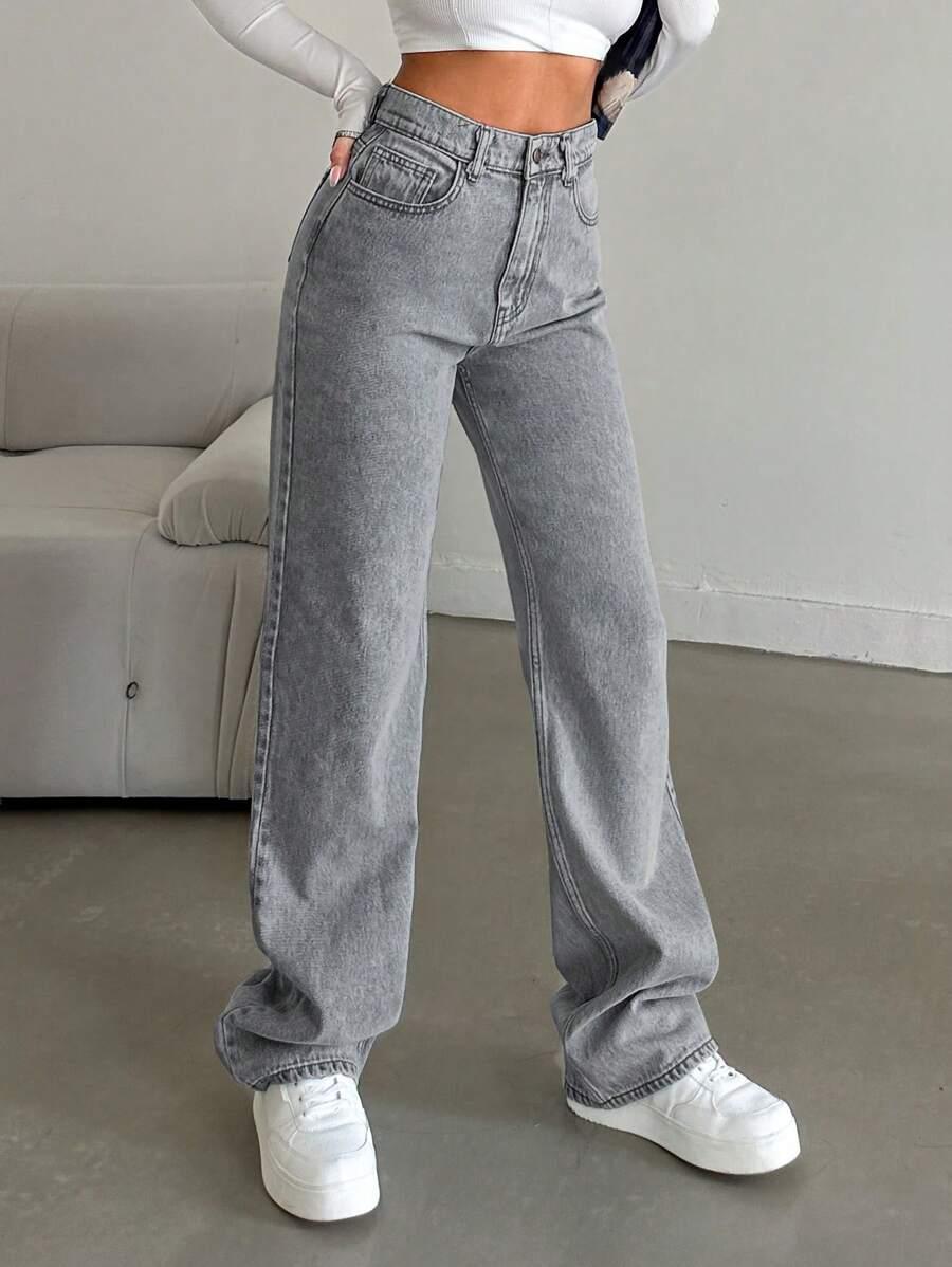 SZARE PROSTE SPODNIE JEANS