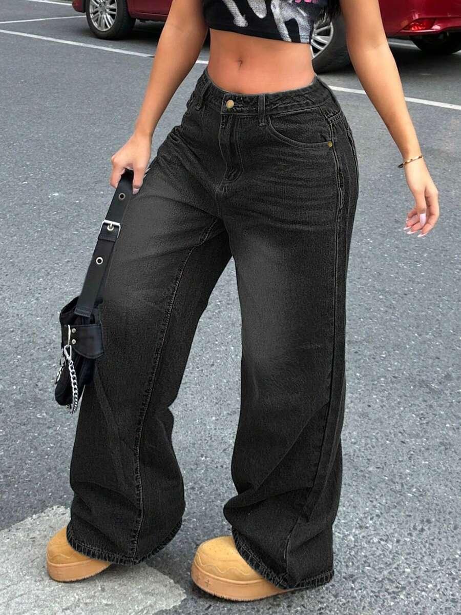 CZARNE SPODNIE JEANS