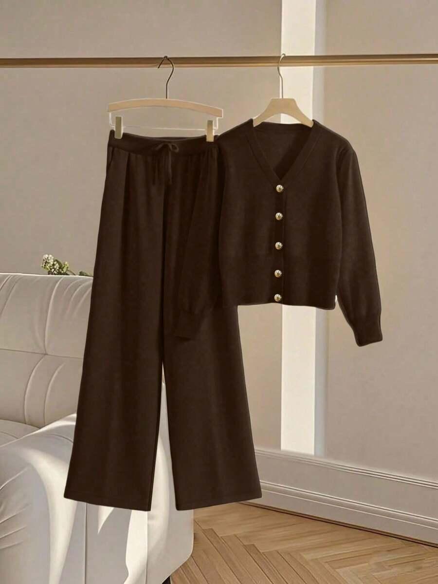 BRĄZOWY SWETER GUZIKI