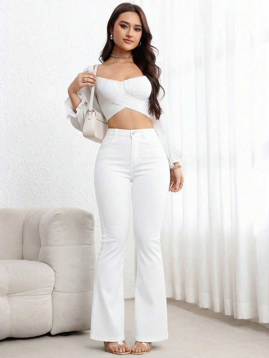 BIAŁE SPODNIE JEANS