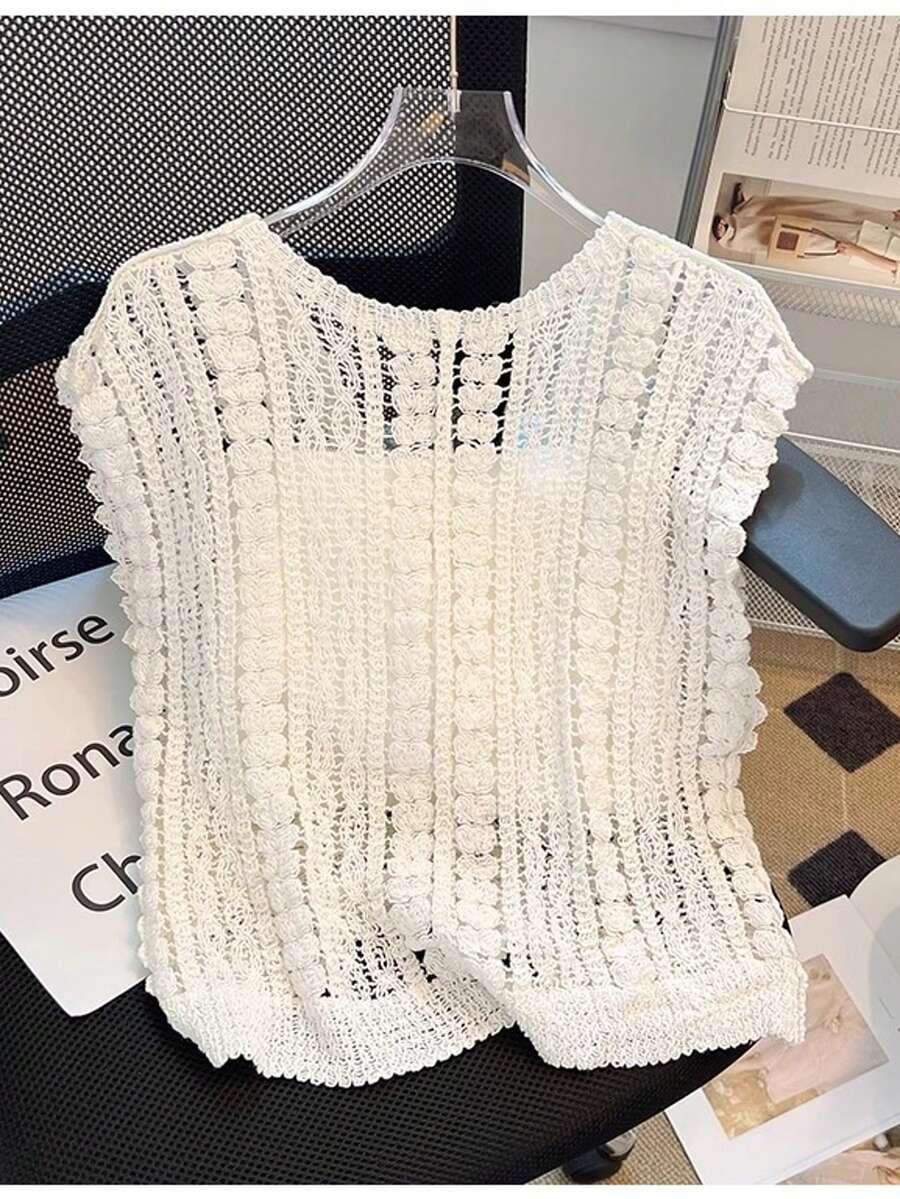 AŻUROWA KAMIZELKA V-NECK
