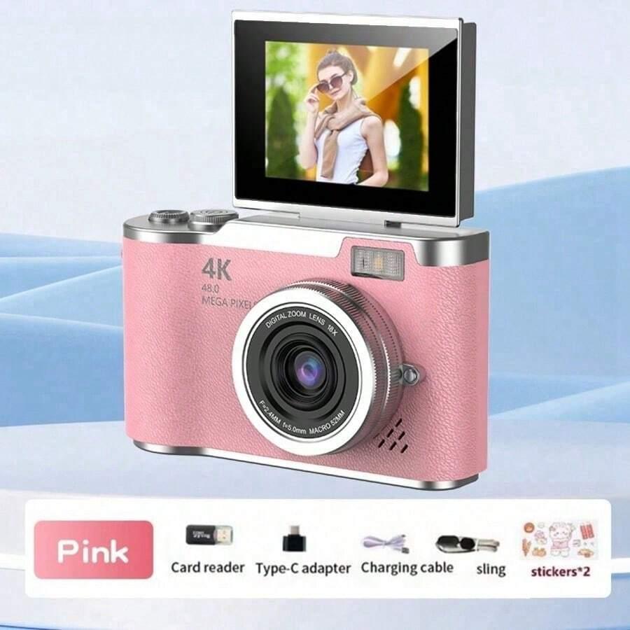 różowy aparat cyfrowy