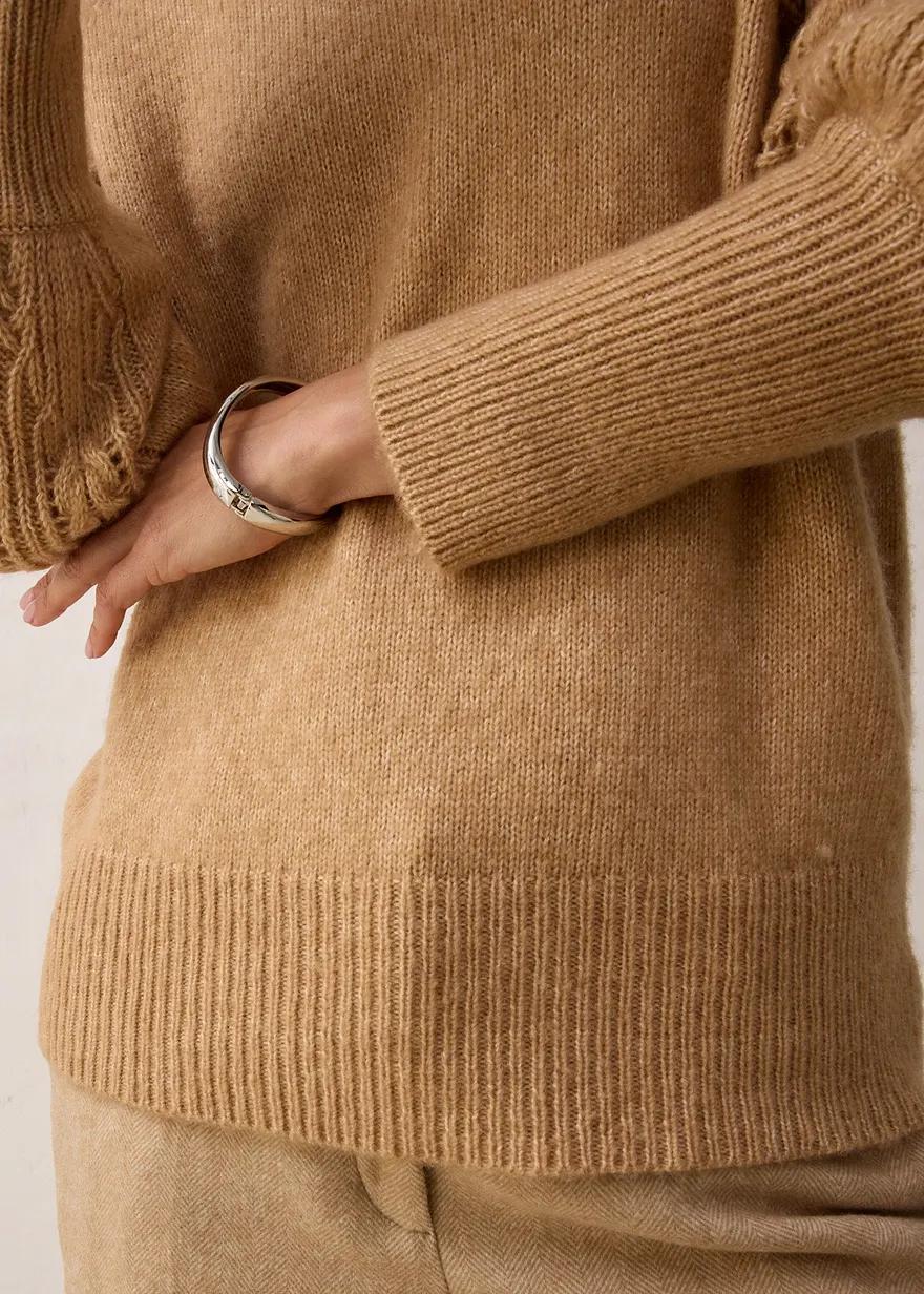 SWETER DAMSKI PLUS SIZE LUŹNY OKRĄGŁY DEKOLT WEŁNIANY DO BIODER