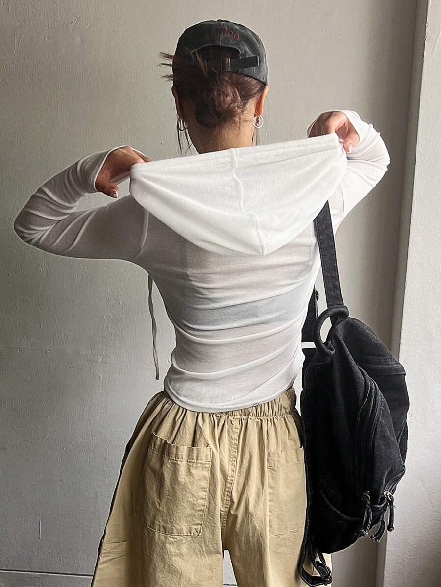 biały t-shirt długi rękaw