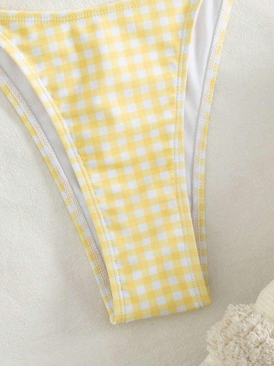 komplet bikini wzór kratka