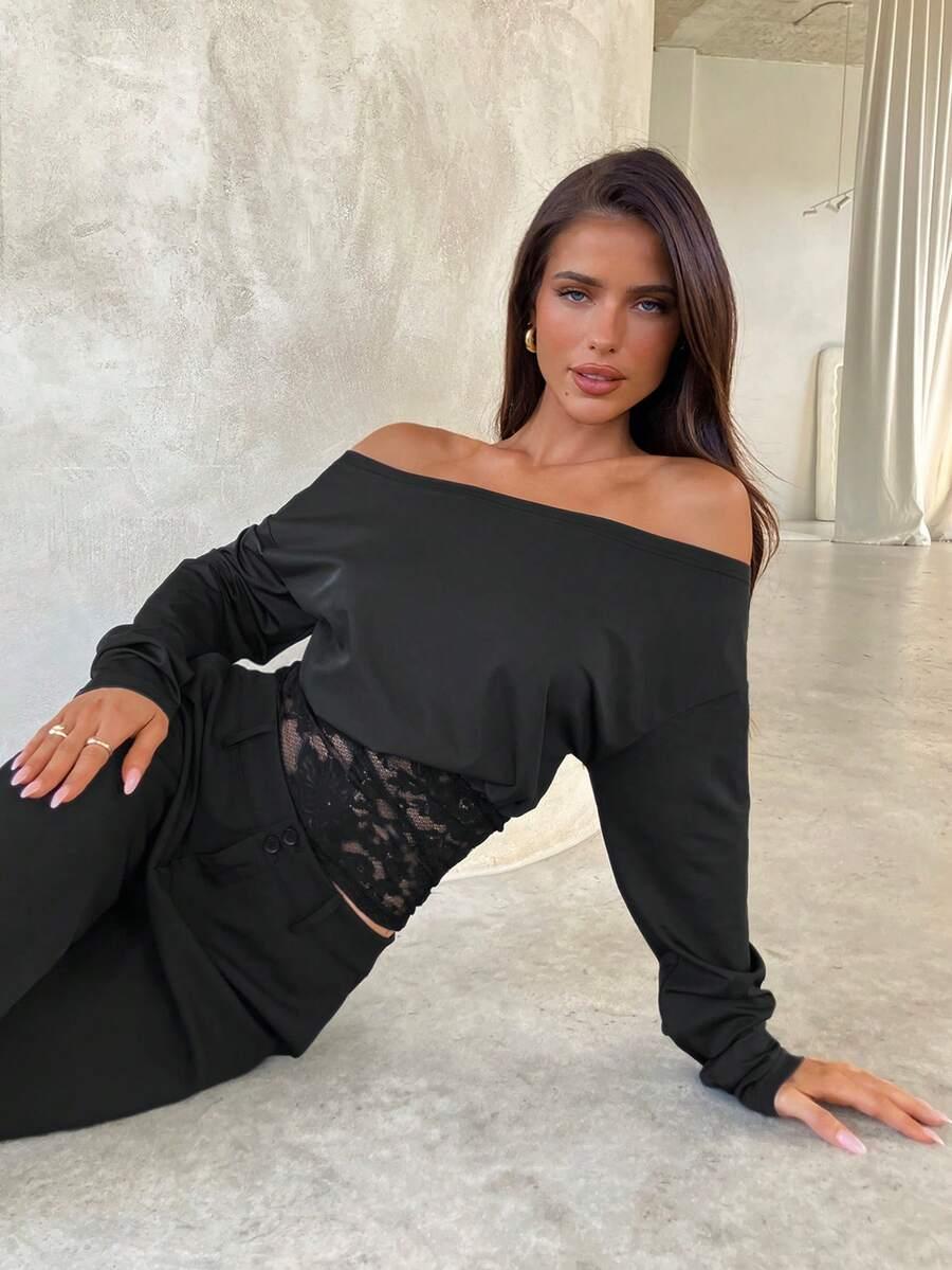 CZARNA BLUZKA KORONKA