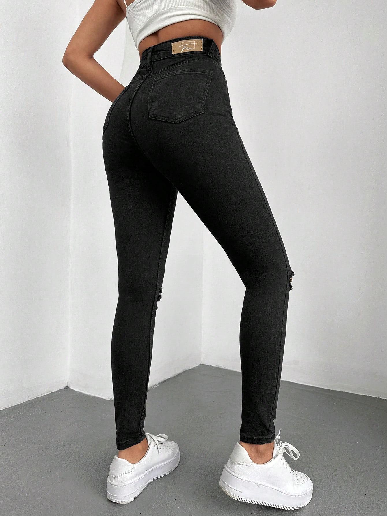 CZARNE SPODNIE JEANS RURKI 