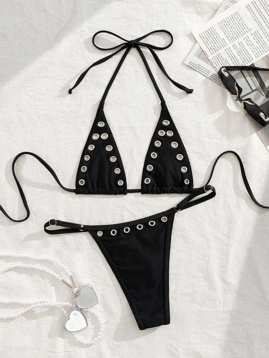 CZARNY KOMPLET BIKINI WIĄZANIE