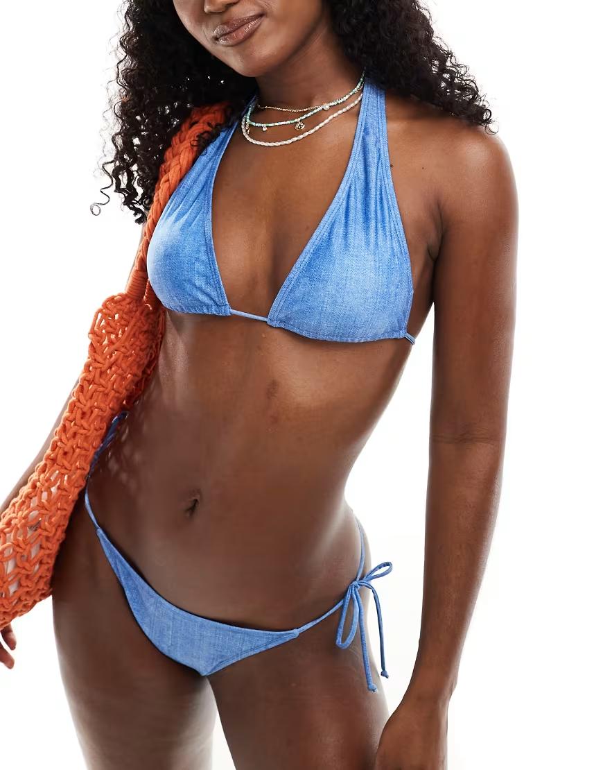 niebieska wiązana góra od bikini