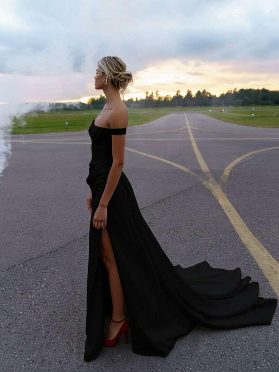 czarna maxi sukienka