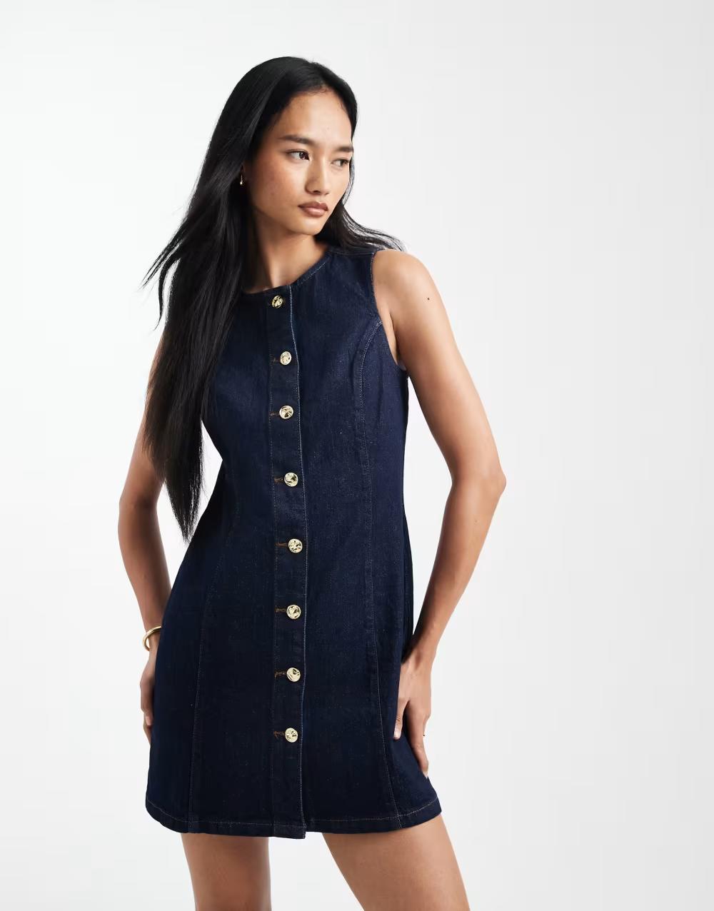 granatowa mini sukienka jeans