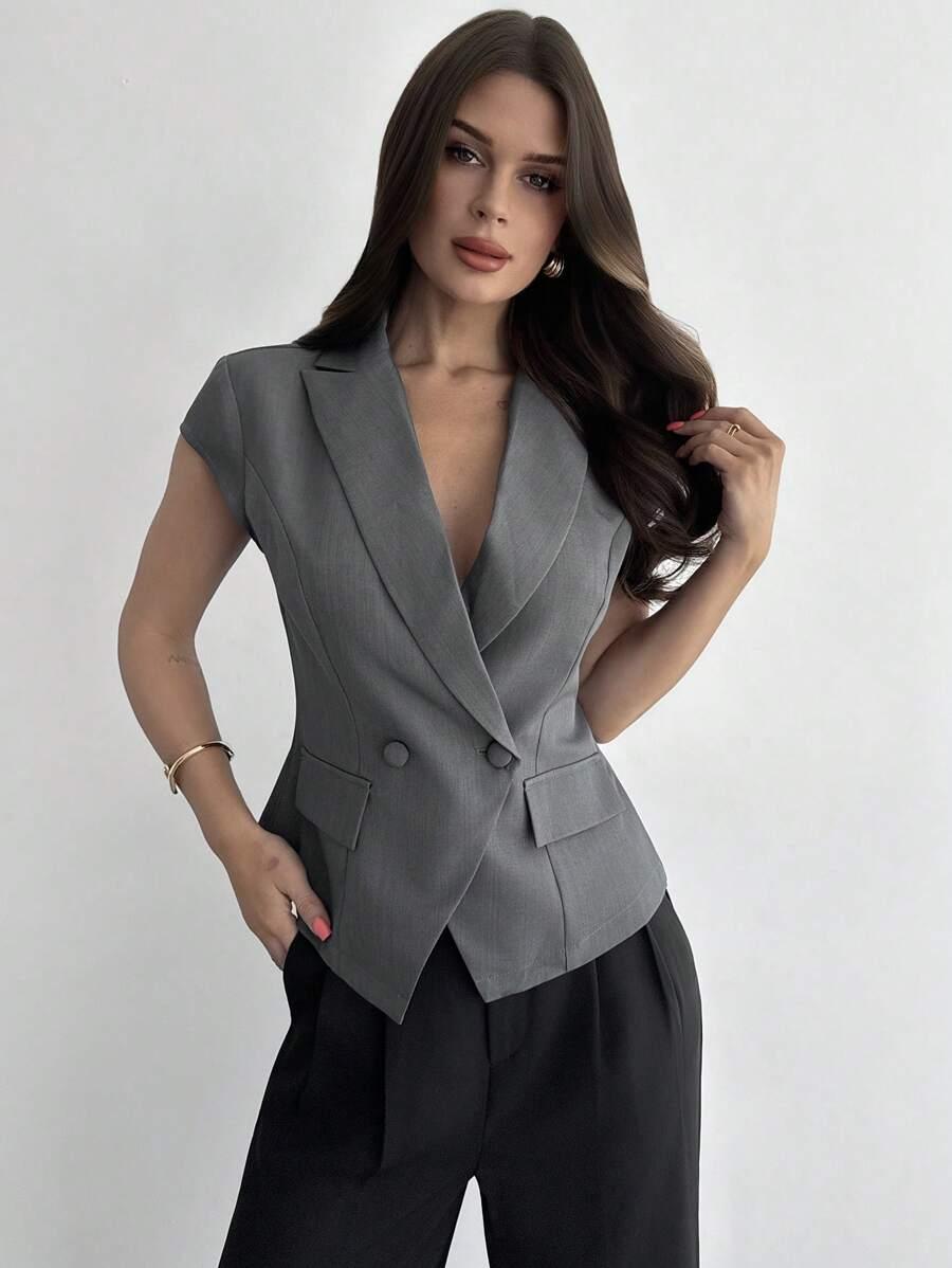 SZARA ELEGANCKA KAMIZELKA