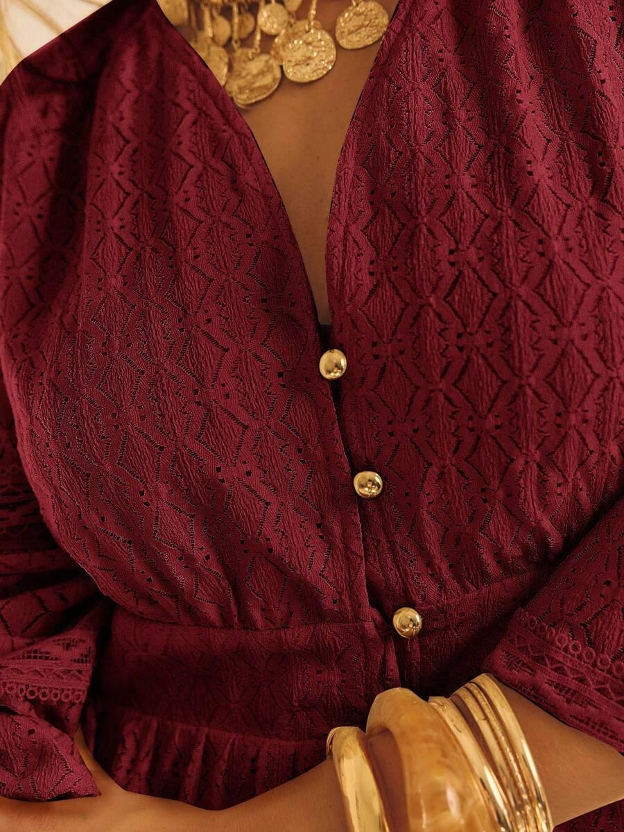 bordowa mini sukienka