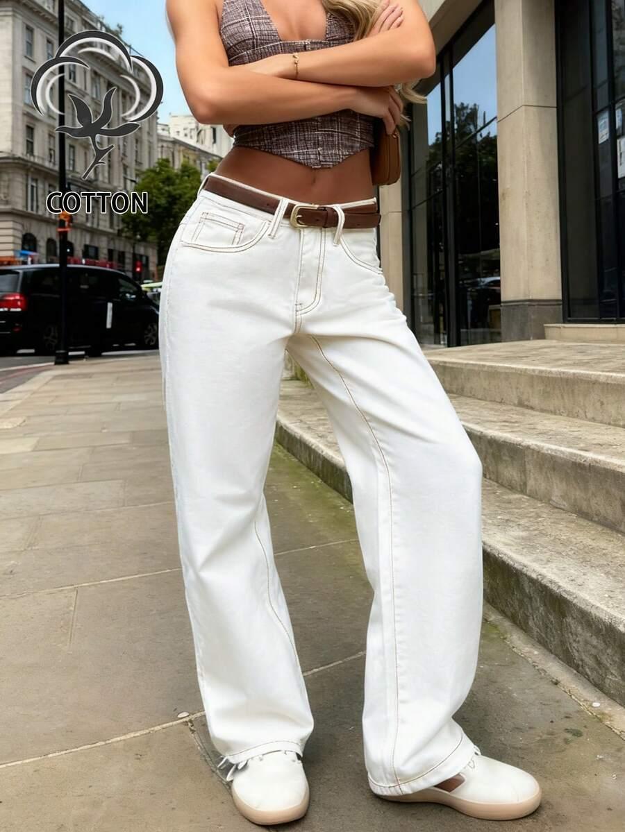BIAŁE SPODNIE JEANS