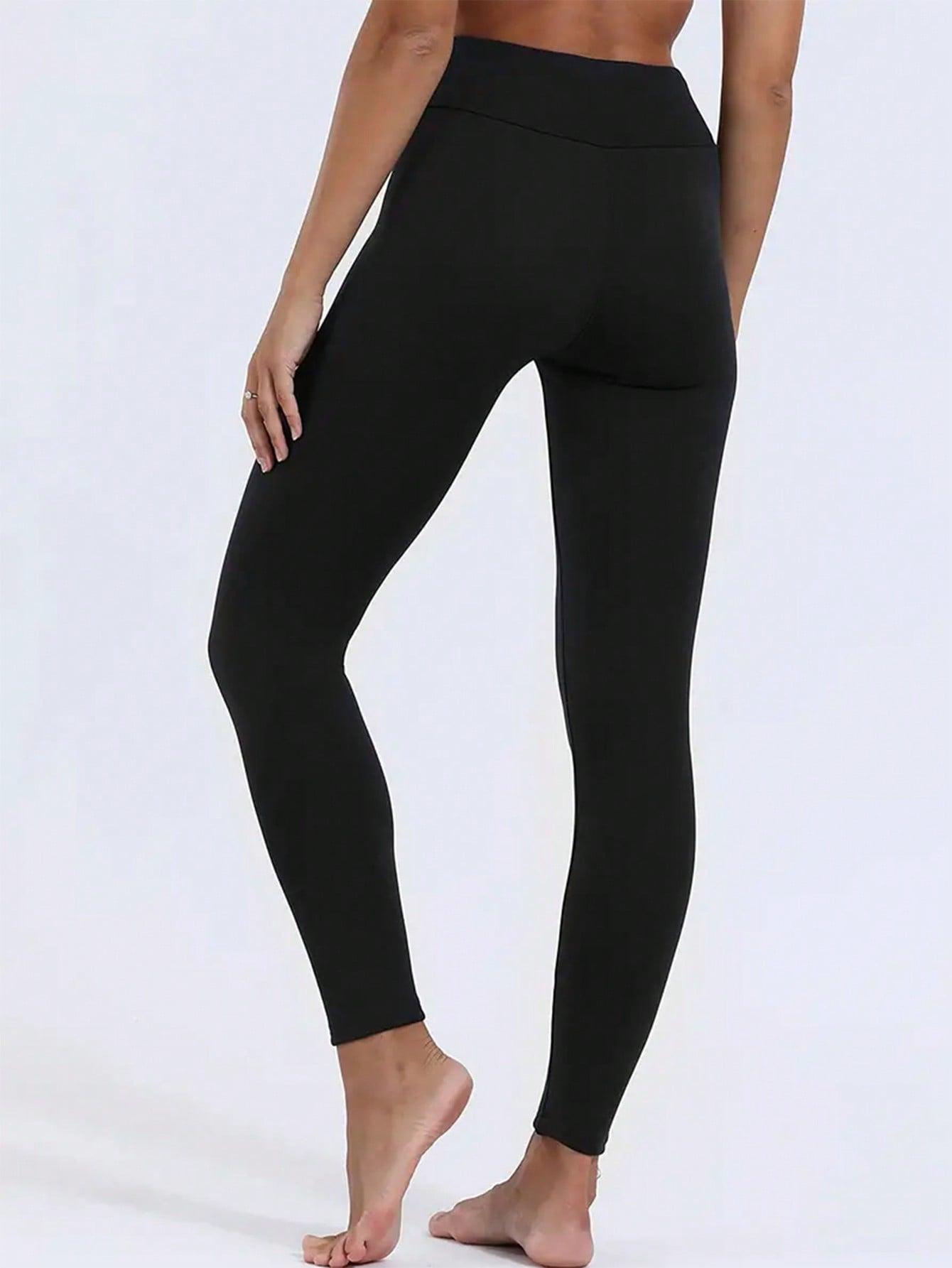 CZARNE OCIEPLANE LEGGINSY 