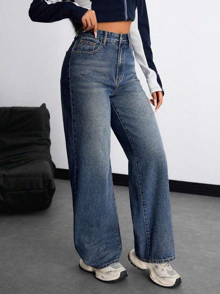 spodnie jeans wysoki stan