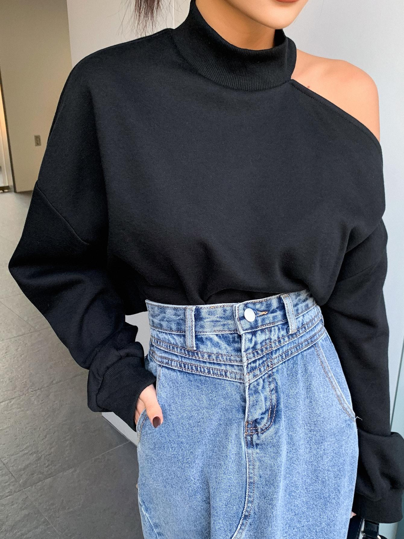 czarna bluza asymetria