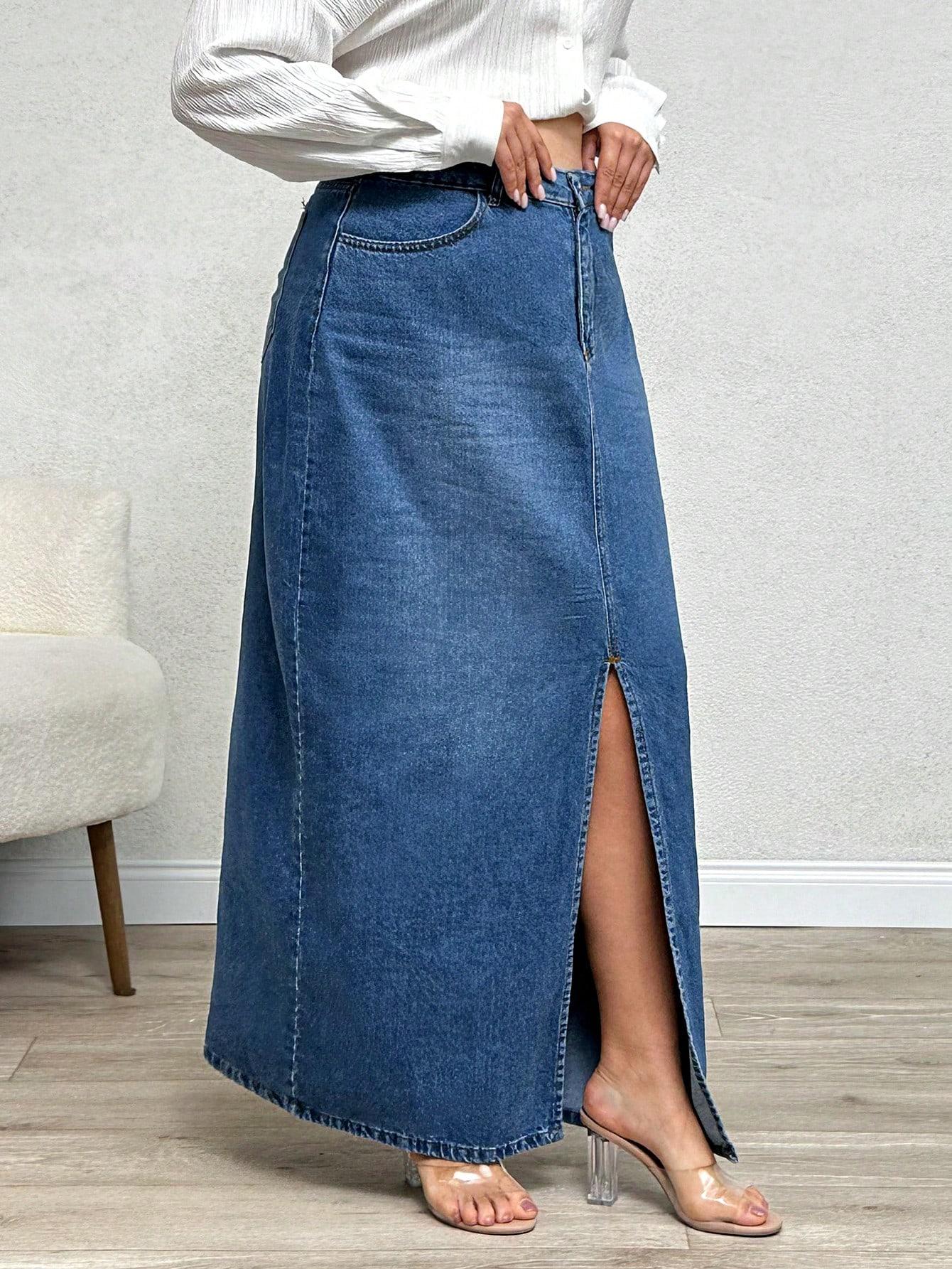 NIEBIESKA MAXI SPÓDNICA JEANS