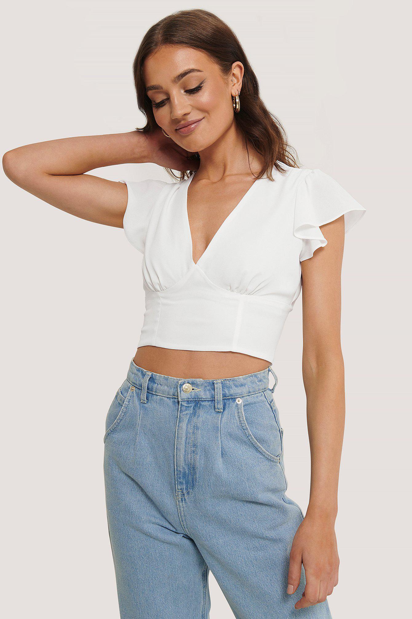 biała bluzka v-neck