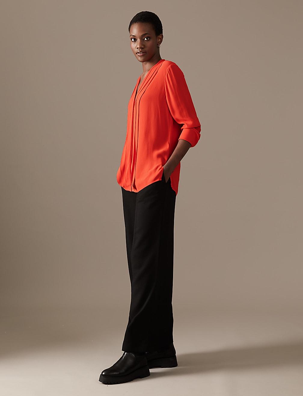 BLUZKA V-NECK DŁUGI RĘKAW T50-2081T-P0