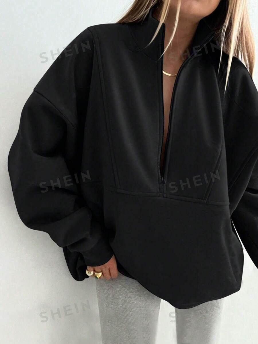 CZARNA BLUZA Z ZAMKIEM 
