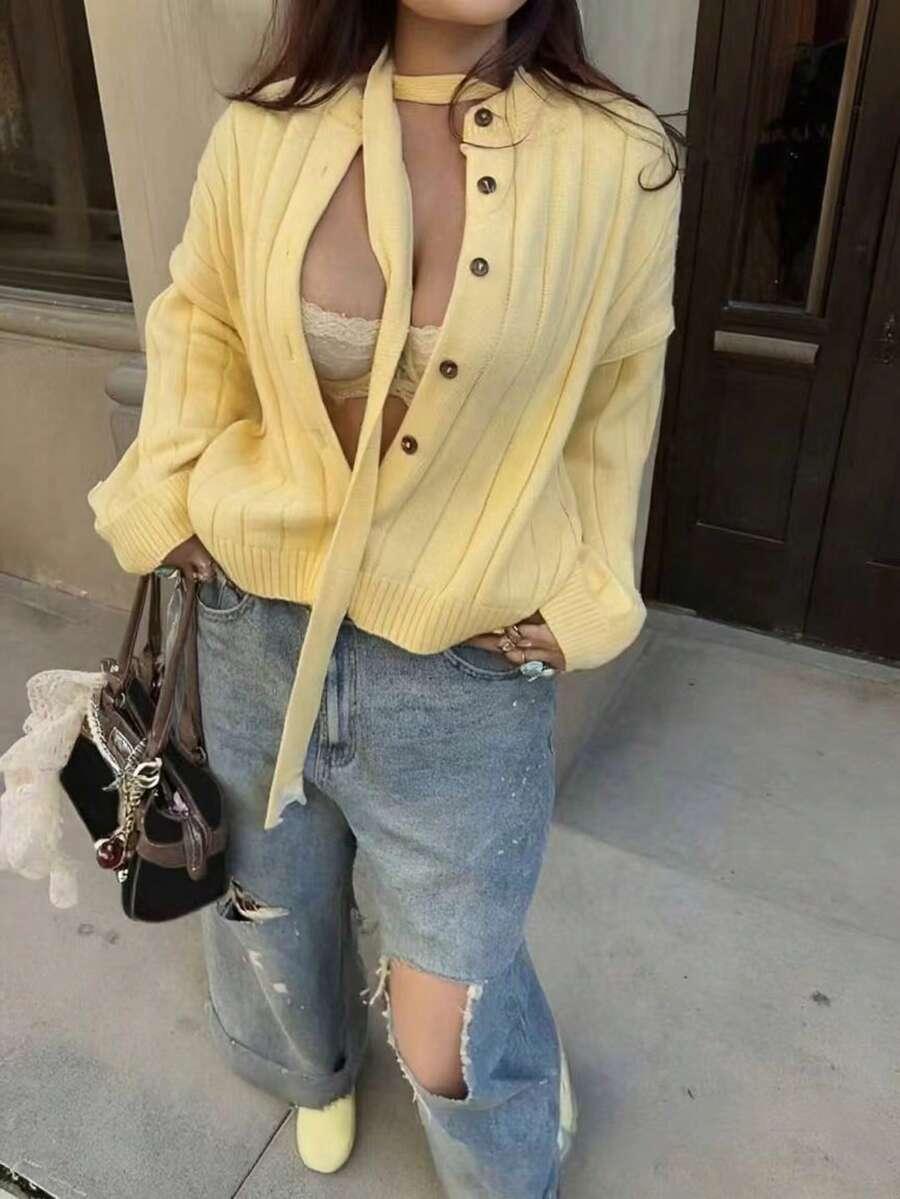 SWETER DAMSKI ROZPINANY Z PASKIEM