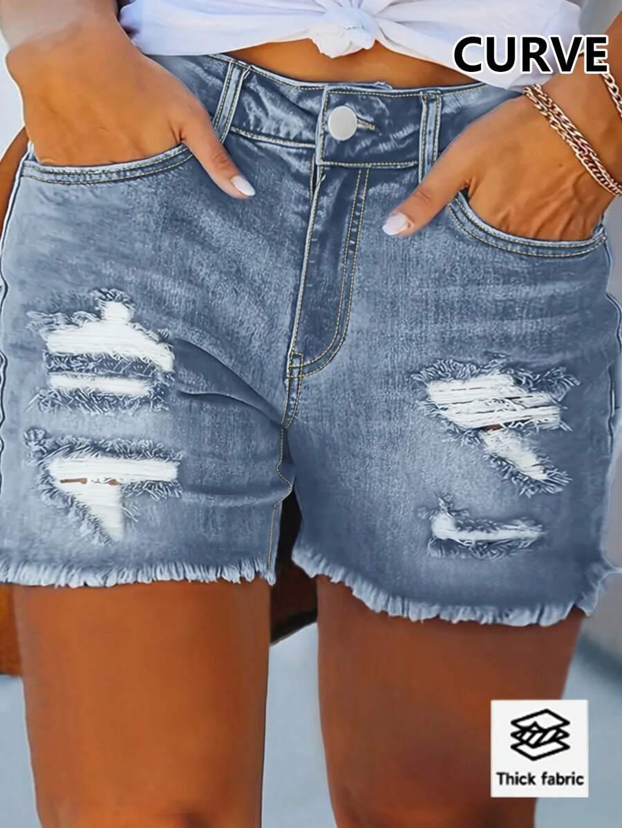 KRÓTKIE SPODENKI RIPPED JEANS