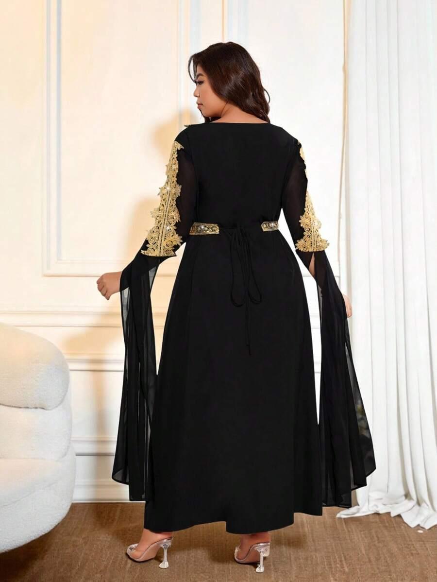 czarna maxi sukienka zdobienie