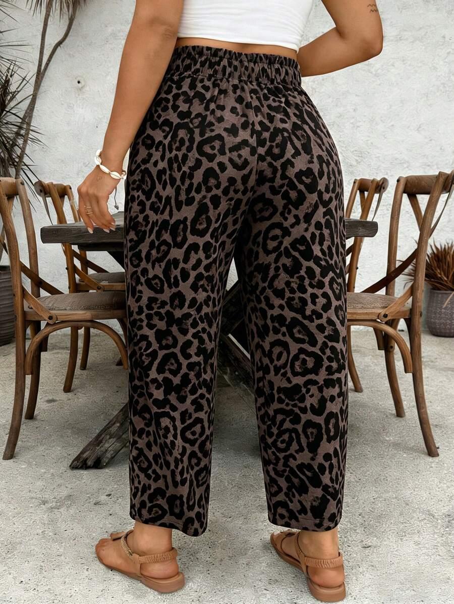 spodnie prosta nogawka leopard print