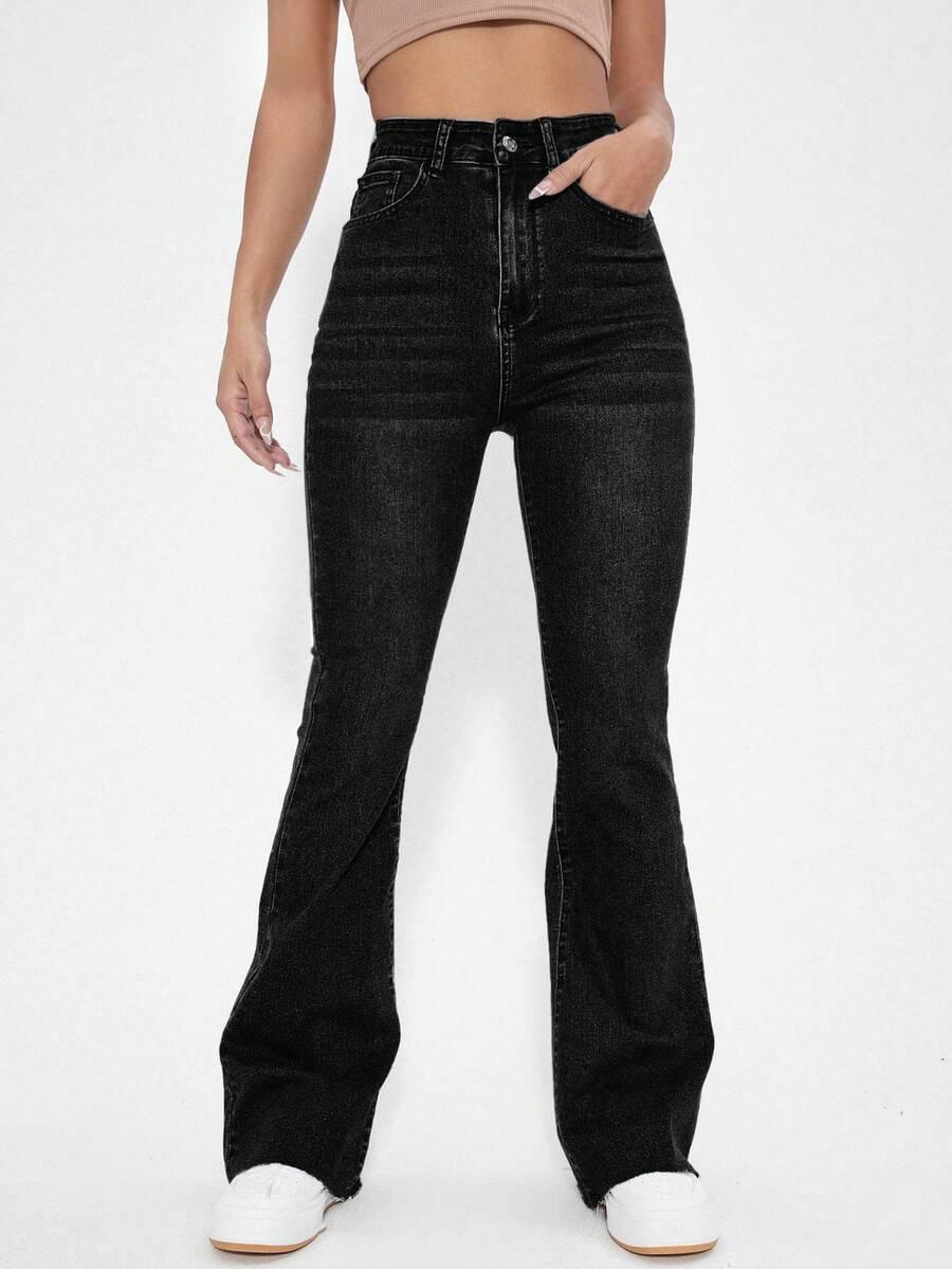 CZARNE SPODNIE JEANS DZWONY