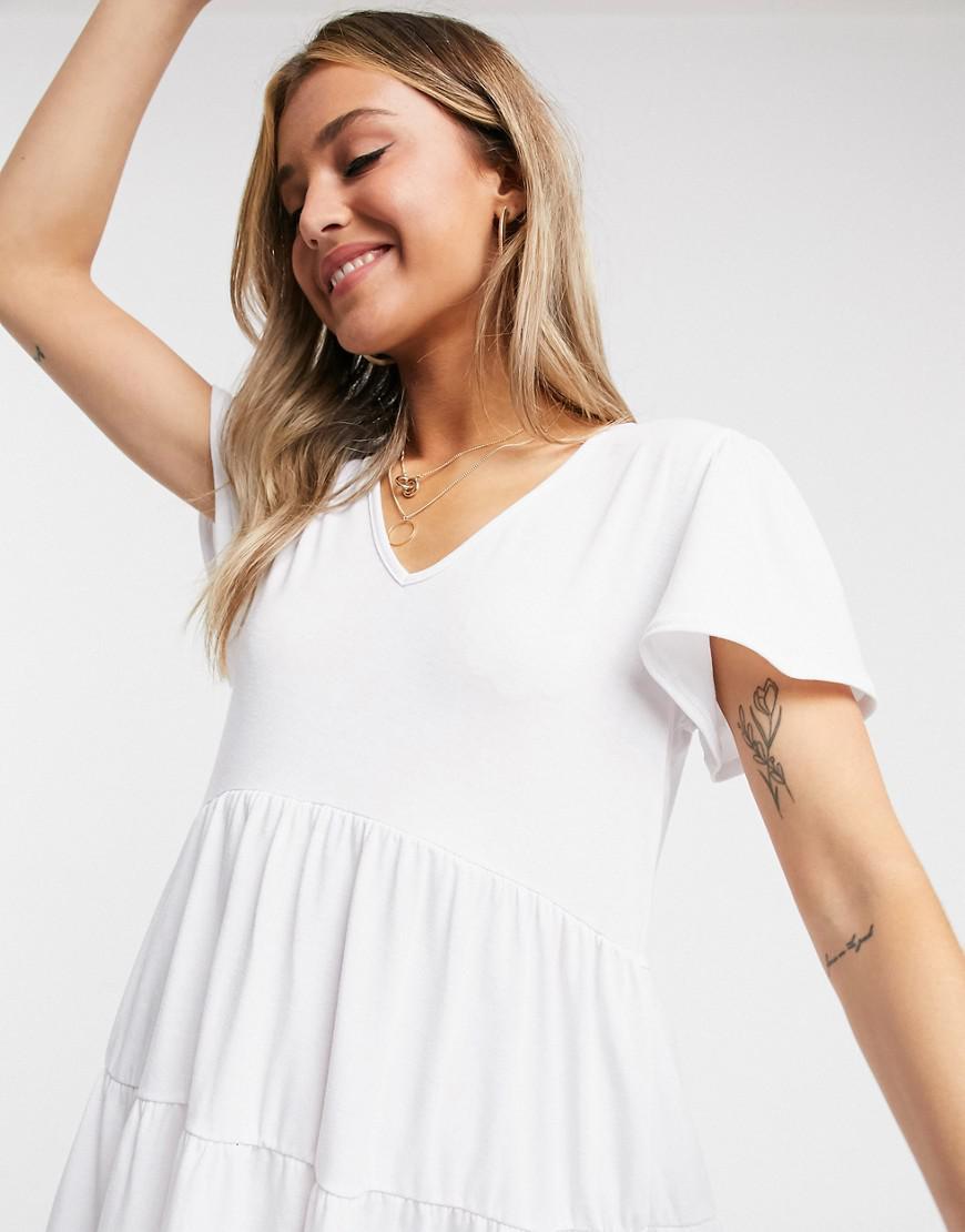 BIAŁA MINI SUKIENKA V-NECK