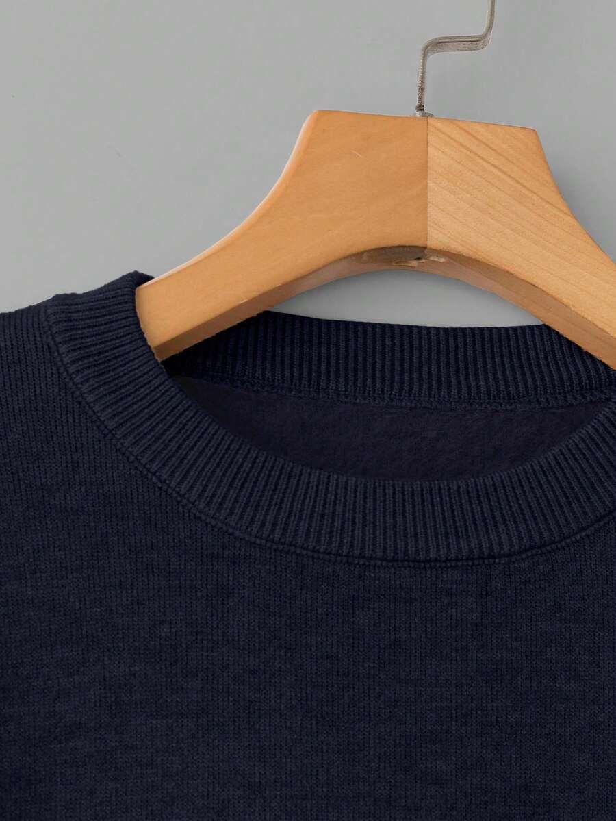 GRANATOWY SWETER OKRĄGŁY DEKOLT 