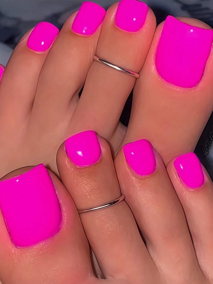 różowe tipsy na paznokcie u stóp 24szt