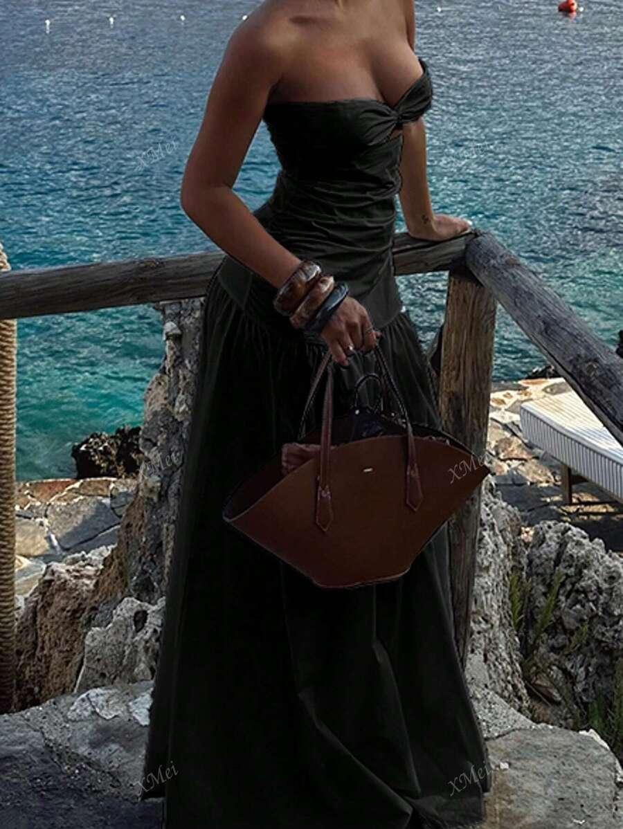 CZARNA MAXI SUKIENKA