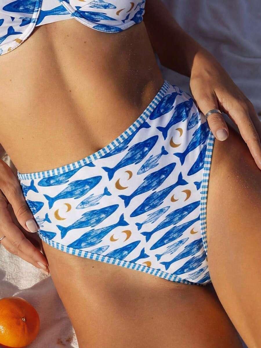 dwuczęściowy strój kąpielowy animal print