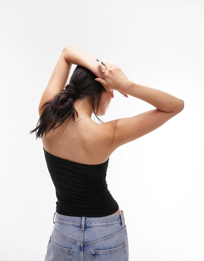 CZARNY BANDAŻOWY CROP TOP ODKRYTE RAMOONA