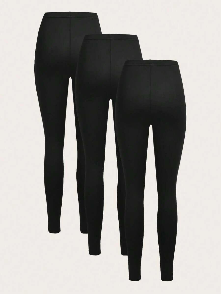 czarne klasyczne legginsy 3-pack