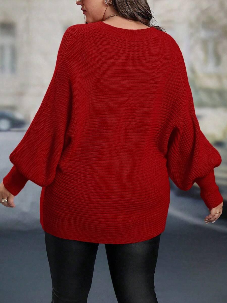 CZERWONY SWETER V-NECK