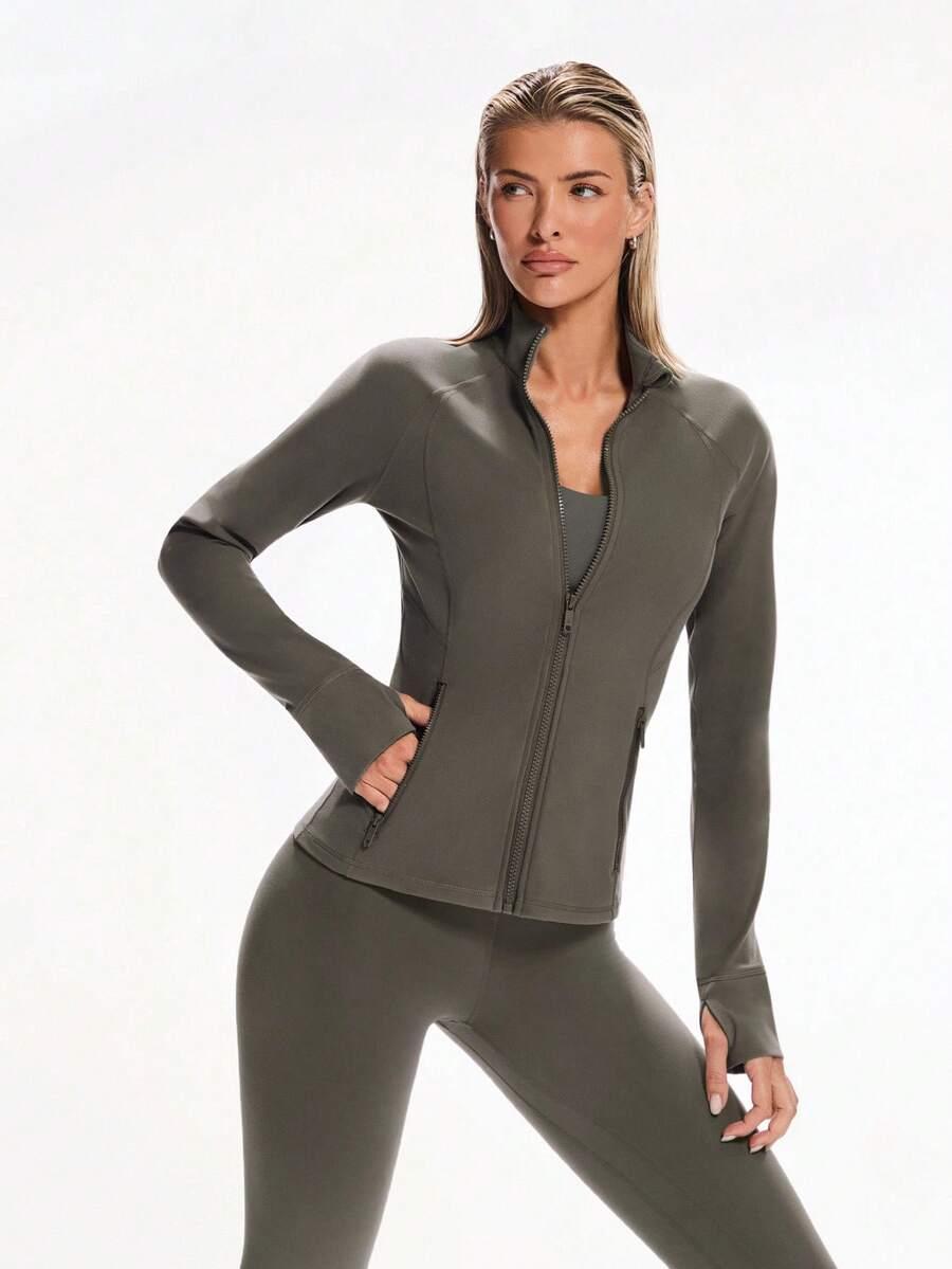ROZPINANA BLUZA SPORTOWA Z WYCIĘCIEM NA PALEC